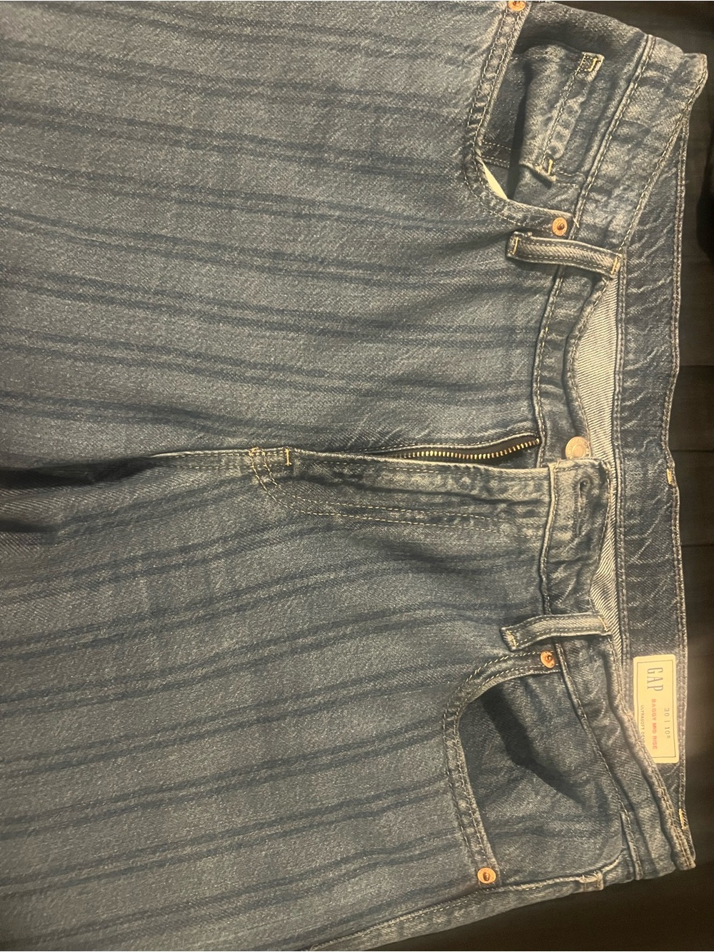 GAP Baggy Mid Rise Ultrasoft Denim Jeans in Dark Blue